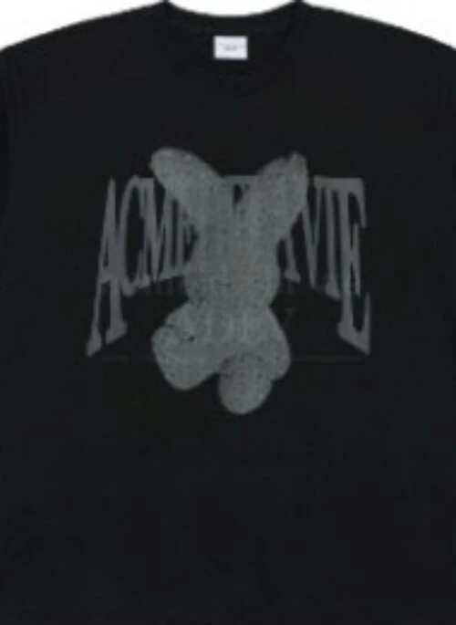 JEONGHAN x acme de la vie – Halftone Dot Layer Fuzzy Rabbit Short Sleeve T-Shirt | Black