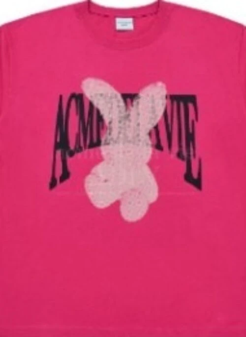 JEONGHAN x acme de la vie – Halftone Dot Layer Fuzzy Rabbit Short Sleeve T-Shirt | Pink