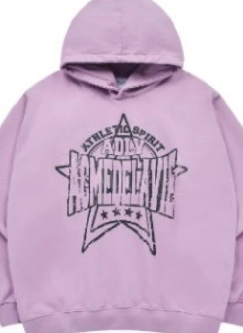 JEONGHAN x acme de la vie – Preppy Logo Crack Printing Hoodie | Light Purple