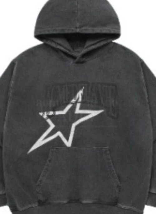 JEONGHAN x acme de la vie – STAR AE Logo Pigment Washing Hoodie | Charcoal