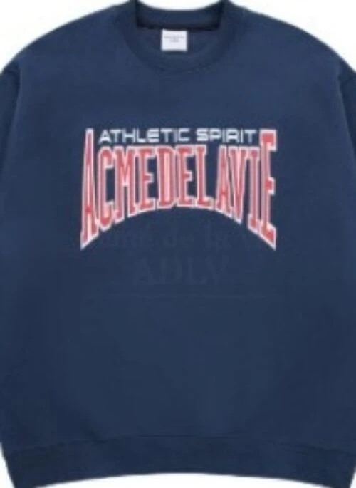 JEONGHAN x acme de la vie – Varsity Logo Embossing Needlework Sweatshirt | Navy