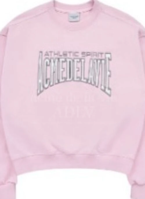 JEONGHAN x acme de la vie – Varsity Logo Embossing Needlework Womens Sweatshirt | Pink