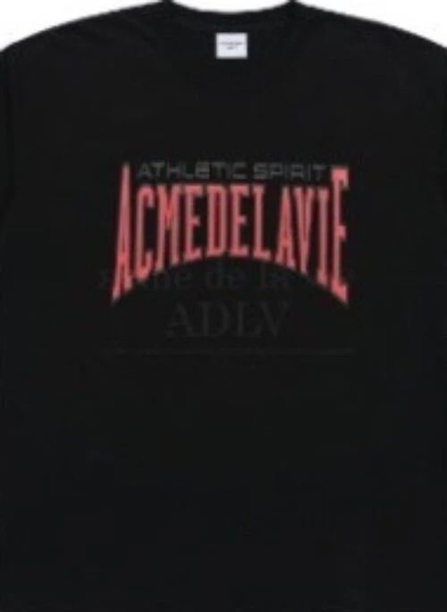JEONGHAN x acme de la vie - Varsity Logo Embossing Printing Short Sleeve T-Shirt | Black