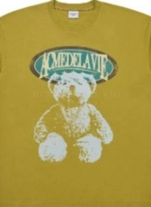 JEONGHAN x acme de la vie – Vintage Overlap Bear Short Sleeve T-Shirt | Mustard