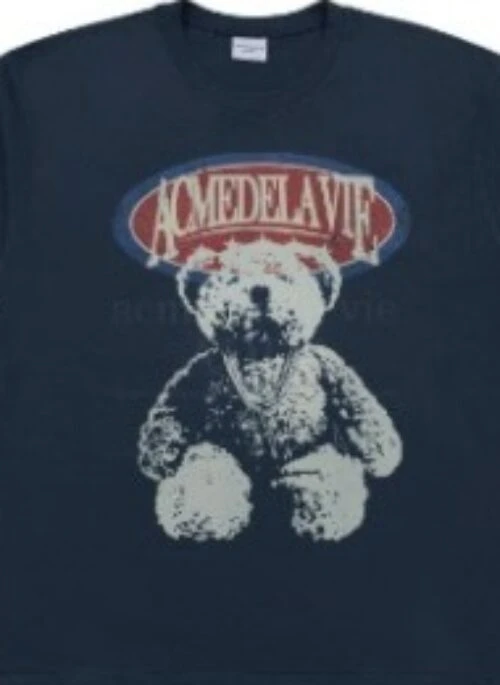 JEONGHAN x acme de la vie – Vintage Overlap Bear Short Sleeve T-Shirt | Navy
