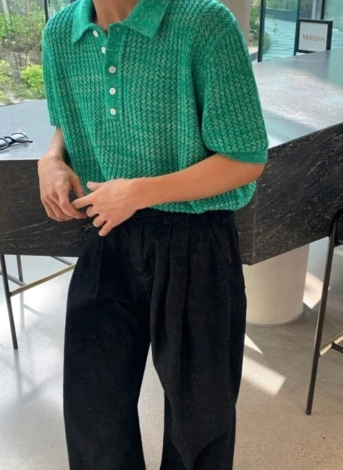 Knit Short Sleeve Polo Shirt