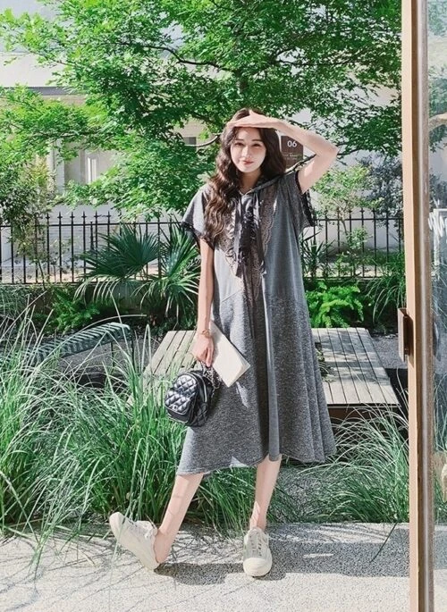 Lace Patchwork Hooded Casual Summer Dress