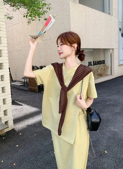 Lace Shawl Top And Skirt Casual Set