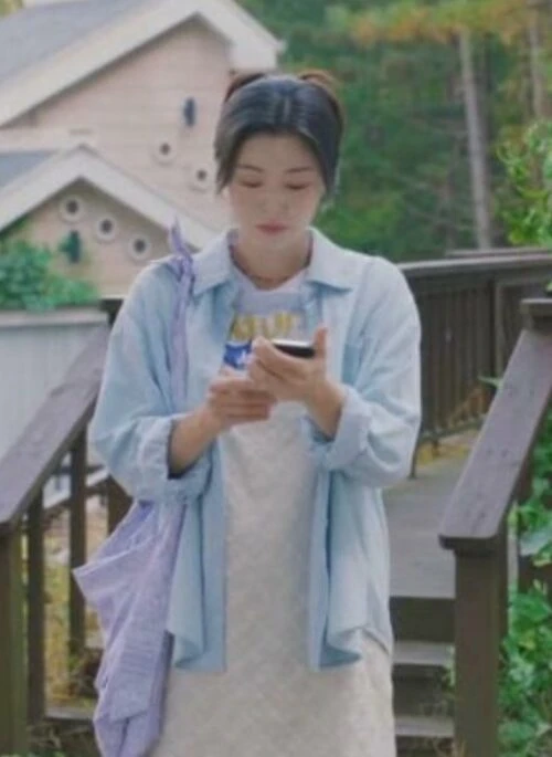 Light Blue Oversized Long Sleeves Shirt | Kim Mi Kyung – The Potato Lab