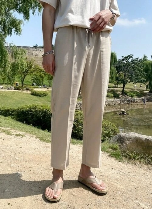 Lightweight Linen Blend Relaxed Fit Pants