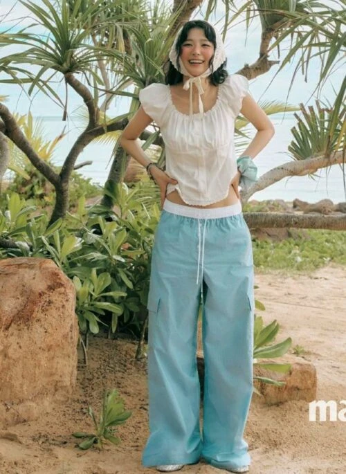 Mint Blue Elastic Waist Drawstring Pants | Seulgi – Red Velvet