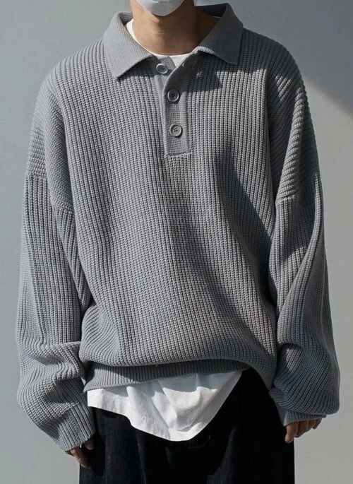 Oversize Knit Polo Sweater