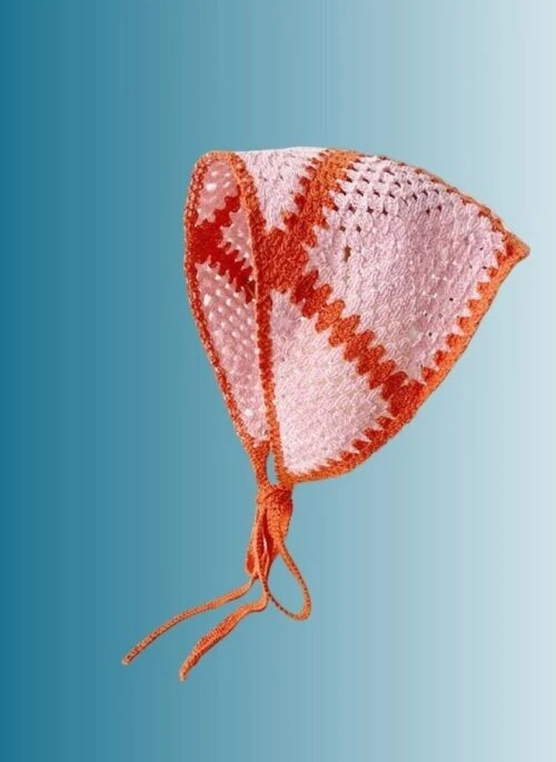 Pink Crocheted Tie Head Scarf | Wonyoung - IVE