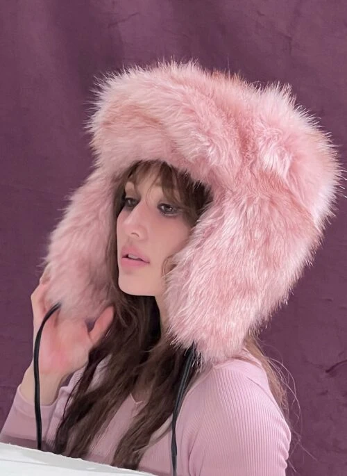 Pink Plush Winter Hat | Somi