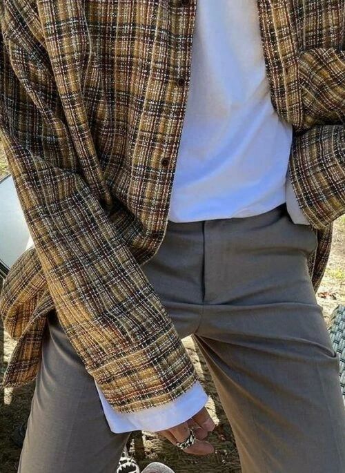 Plaid Casual Loose Fit Shirt Jacket