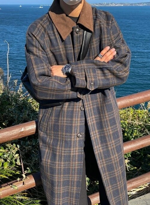 Plaid Casual Wool Coat