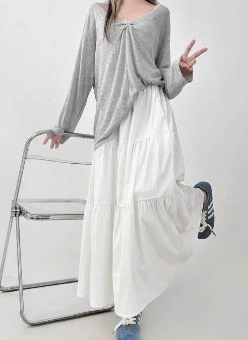 Plus Size High Waist White A Line Skirt