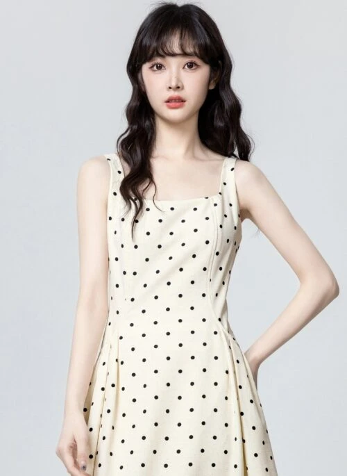 Polka Dot Sleeveless Aline Dress