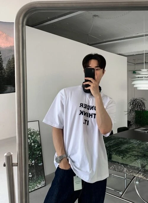 Premium Letter Print Loose T-Shirt
