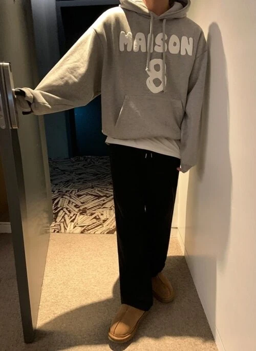 Premium Loose Fit Letter Print Hoodie