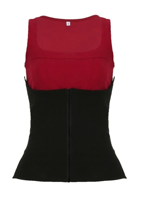 Red And Black Two-Piece Layered Corset Top | Jennie – BlackPink