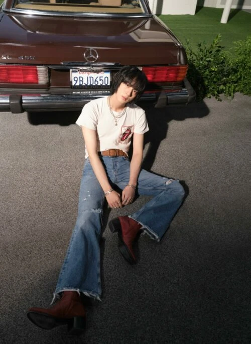 Red Faux Leather Block Heel Boots | Jin – BTS