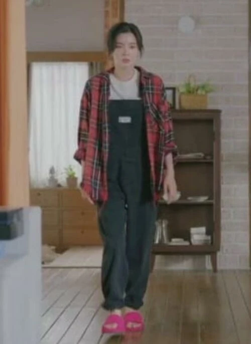 Red Oversized Plaid Shirt | Kim Mi Kyung - The Potato Lab