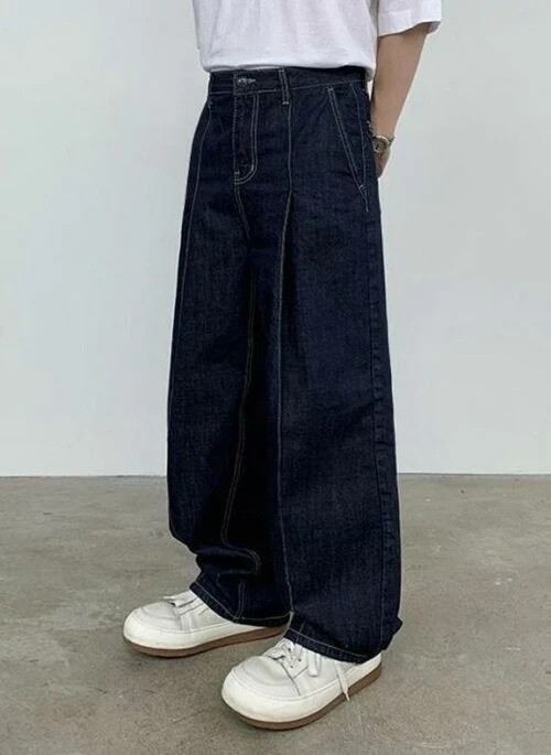 Relaxed Fit Washed Denim Trousers