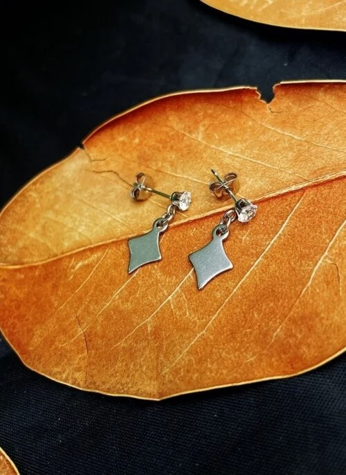 Silver Four Pointed Star Drop Earrings | Jun – Seventeen