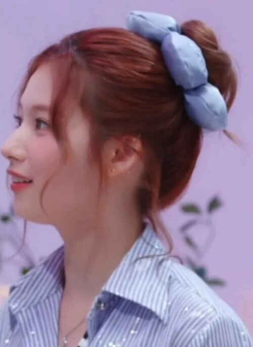Sky Blue Flower Shaped Scrunchie | Sana – Twice