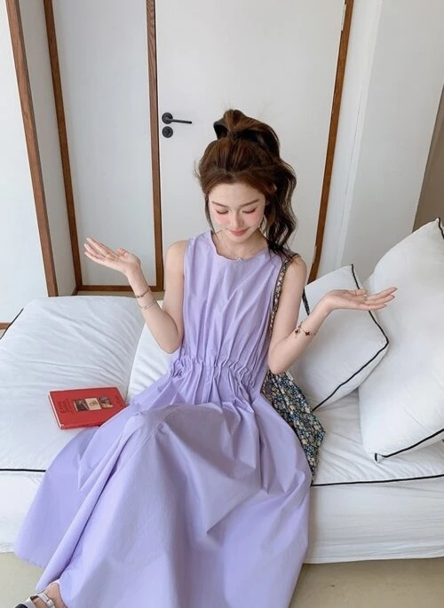 Sleeveless Pleated Maxi Dress Elegant Summer Style