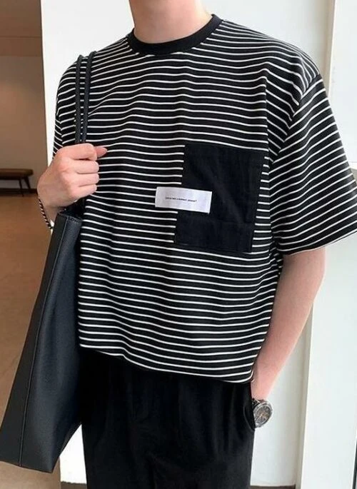 Striped Cotton Relaxed Fit Short Sleeve Tee