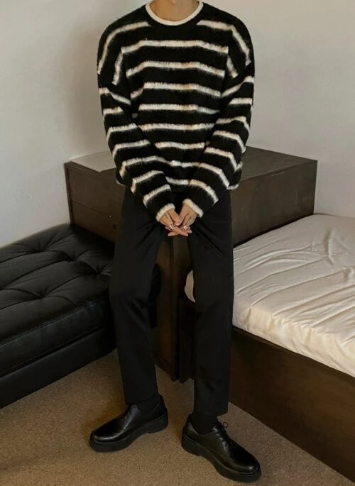Striped Cozy Knit Sweater Jacket