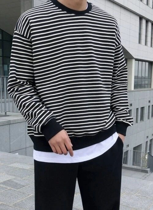 Striped Crewneck Casual Sweatshirt