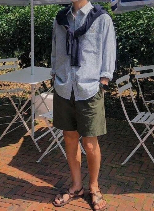 Striped Embroidered Loose Fit Sun Protection Shirt
