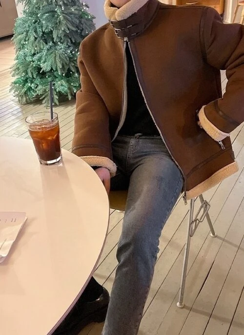 Suede Fleece Collar Jacket
