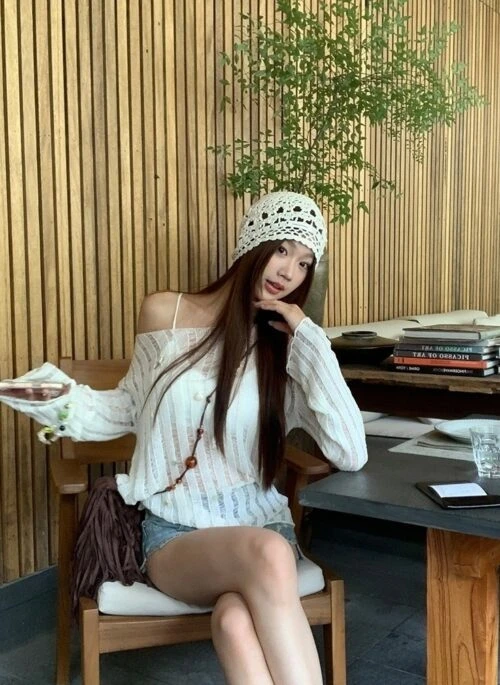 Summer Hollow Out Shoulder Sun Protection Top