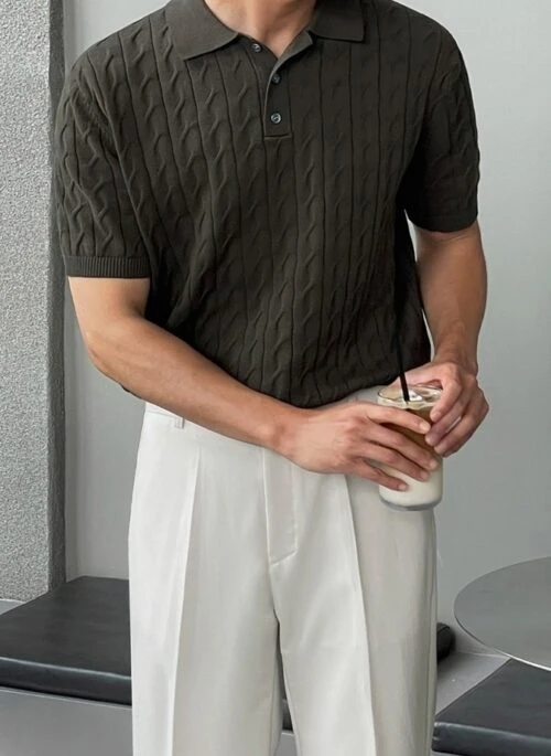 Summer Knit Loose Polo Shirt