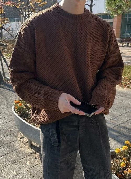 Textured Knit Pullover Sweater