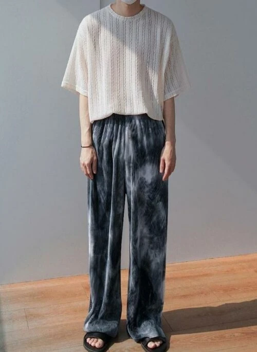 Tiedye Pleated Loose Wideleg Pants