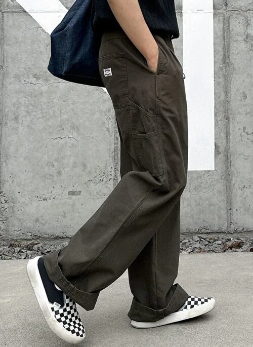 Vintage Casual Wide Leg Straight Trousers Relaxed Fit