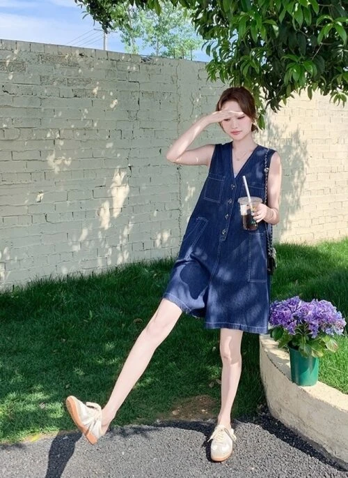 Vintage Cute V Neck Romper Summer Playsuit