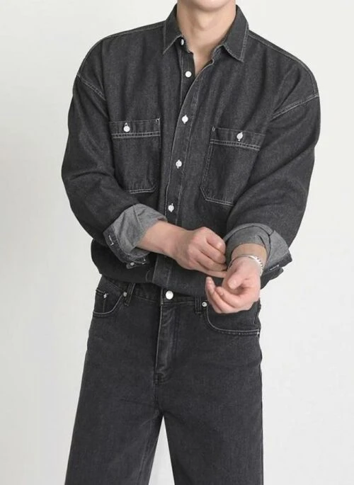 Vintage Denim Jacket With Long Sleeves