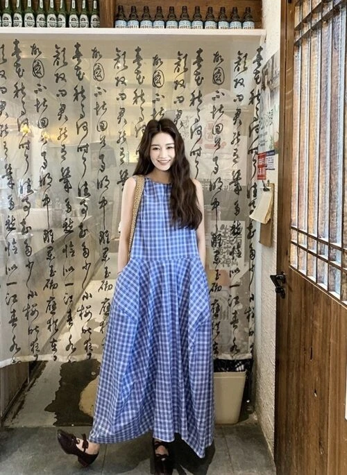 Vintage Plaid Sleeveless Sweet Summer Dress