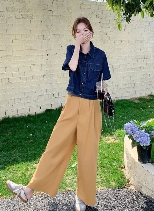 Vintage Striped Denim Three Piece Outfit