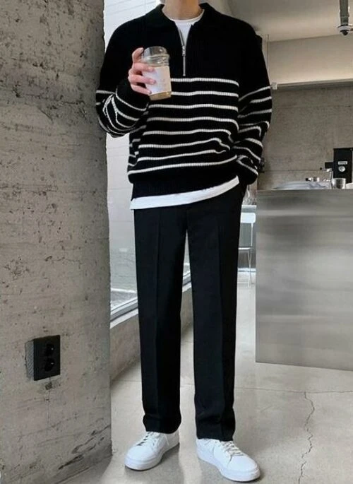 Vintage Striped Knit Pullover Sweater
