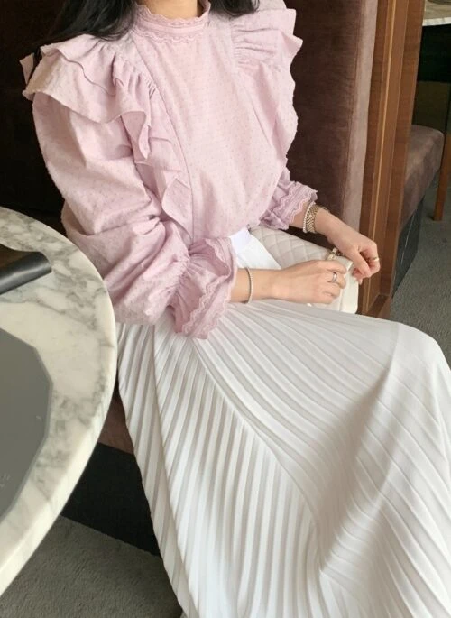 White Irregular Hem Pleated Long Skirt | Kang Han Deul – The Divorce Insurance