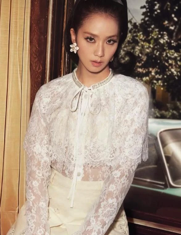 White Lace Cape Style Blouse | Jisoo - BlackPink - Fashion