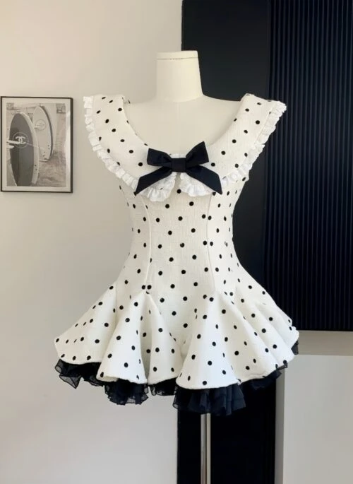 White Polka Dots Mini Dress | Solar – Mamamoo