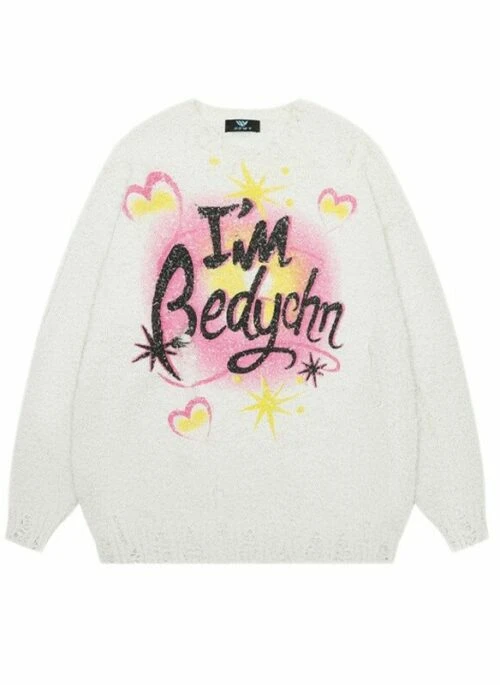 White Y2K  Graffiti Sweater | Jeongin – Stray Kids